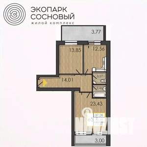 2-к квартира, вторичка, 70м2, 1/4 этаж