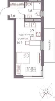 Студия квартира, строящийся дом, 27м2, 8/20 этаж