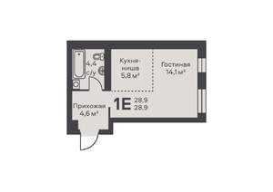 Студия квартира, вторичка, 29м2, 4/4 этаж