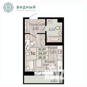 1-к квартира, вторичка, 25м2, 2/8 этаж