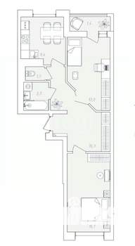 2-к квартира, строящийся дом, 61м2, 2/10 этаж