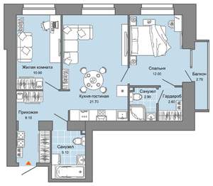 2-к квартира, вторичка, 65м2, 5/8 этаж