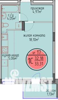1-к квартира, вторичка, 32м2, 2/6 этаж