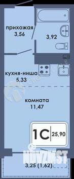 1-к квартира, строящийся дом, 29м2, 7/10 этаж
