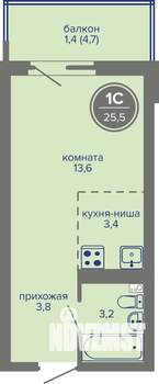 Студия квартира, вторичка, 26м2, 8/26 этаж