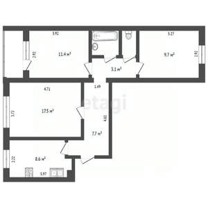 3-к квартира, вторичка, 64м2, 5/10 этаж