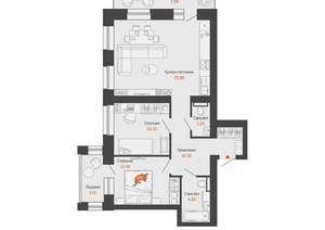 2-к квартира, вторичка, 68м2, 2/9 этаж