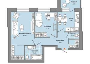 2-к квартира, вторичка, 58м2, 8/9 этаж