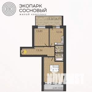 2-к квартира, вторичка, 70м2, 1/4 этаж