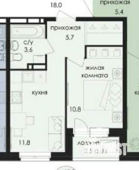 1-к квартира, вторичка, 32м2, 7/10 этаж