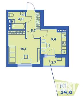 1-к квартира, вторичка, 35м2, 8/8 этаж