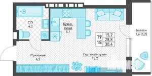Студия квартира, строящийся дом, 30м2, 3/8 этаж