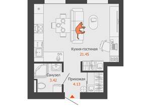 Студия квартира, вторичка, 29м2, 5/16 этаж