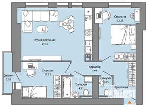 2-к квартира, вторичка, 63м2, 3/9 этаж