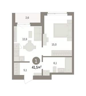 1-к квартира, вторичка, 41м2, 14/16 этаж