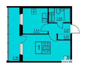 1-к квартира, вторичка, 31м2, 1/8 этаж