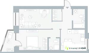 2-к квартира, вторичка, 57м2, 2/5 этаж