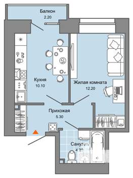 1-к квартира, вторичка, 33м2, 5/8 этаж