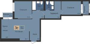 3-к квартира, вторичка, 76м2, 4/4 этаж