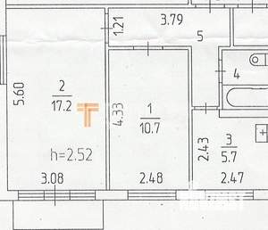 2-к квартира, вторичка, 43м2, 5/5 этаж