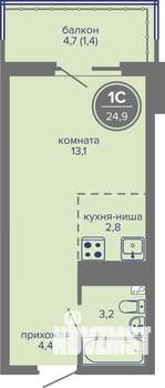 Студия квартира, вторичка, 25м2, 19/26 этаж