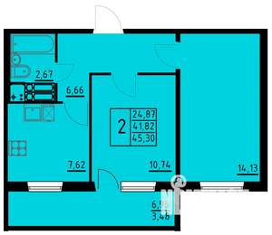 2-к квартира, вторичка, 45м2, 3/10 этаж