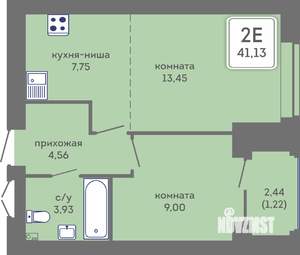 2-к квартира, вторичка, 41м2, 1/7 этаж