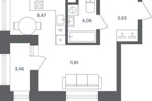 1-к квартира, вторичка, 32м2, 4/8 этаж