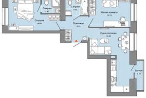 2-к квартира, вторичка, 60м2, 3/8 этаж