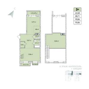 1-к квартира, строящийся дом, 96м2, 8/8 этаж