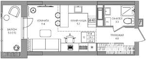 Студия квартира, вторичка, 26м2, 6/22 этаж
