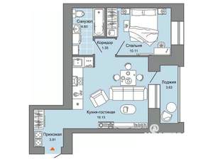 1-к квартира, вторичка, 41м2, 4/8 этаж