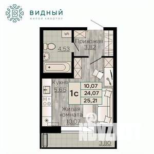 1-к квартира, вторичка, 25м2, 6/8 этаж
