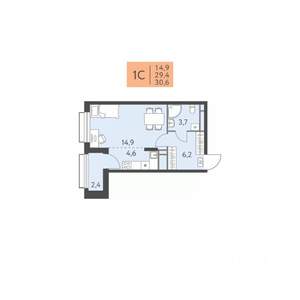 Студия квартира, вторичка, 31м2, 3/22 этаж