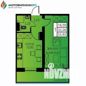 1-к квартира, вторичка, 34м2, 6/12 этаж