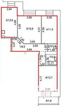 3-к квартира, вторичка, 69м2, 13/17 этаж