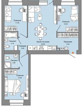 3-к квартира, вторичка, 76м2, 2/8 этаж