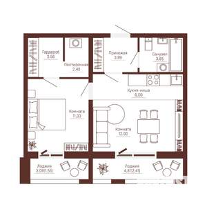2-к квартира, вторичка, 47м2, 2/10 этаж