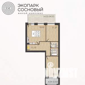 2-к квартира, вторичка, 61м2, 1/4 этаж