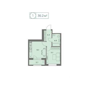 1-к квартира, вторичка, 36м2, 8/25 этаж