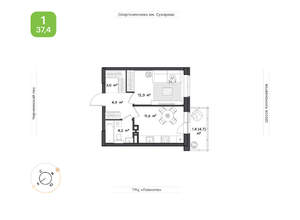 1-к квартира, вторичка, 37м2, 3/24 этаж
