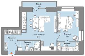 1-к квартира, вторичка, 51м2, 3/8 этаж