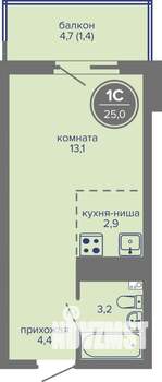 Студия квартира, вторичка, 25м2, 15/26 этаж