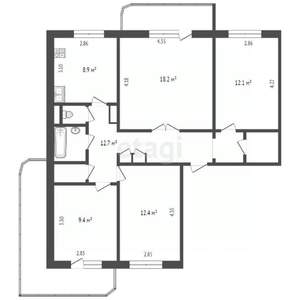 4-к квартира, вторичка, 82м2, 5/9 этаж
