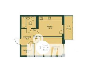 1-к квартира, вторичка, 35м2, 3/7 этаж