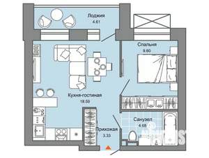 1-к квартира, вторичка, 39м2, 3/8 этаж