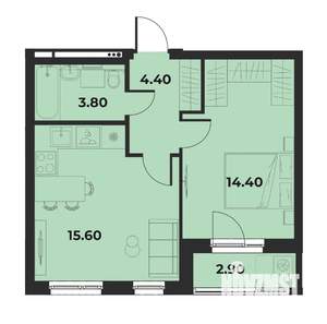 2-к квартира, вторичка, 40м2, 2/15 этаж