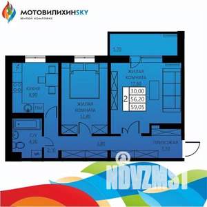 2-к квартира, вторичка, 59м2, 5/8 этаж