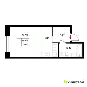 1-к квартира, вторичка, 33м2, 11/25 этаж