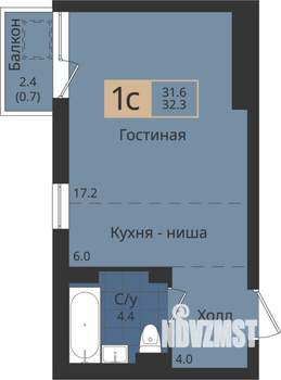Студия квартира, вторичка, 32м2, 2/4 этаж